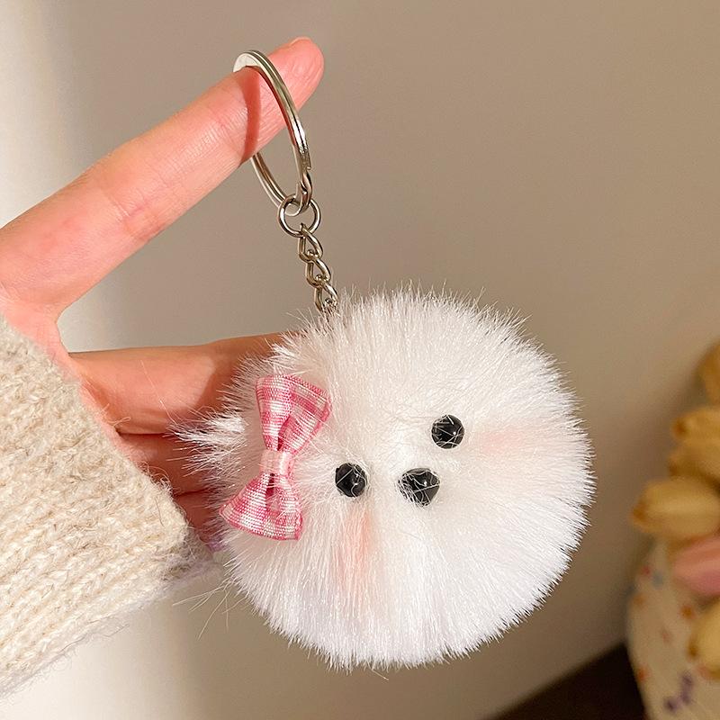 Funny Sausage Mouth Hair Ball Keychains Plush Doll Pendant Key Ring Charms Backpack Car Decor Bag Pendant Accessories