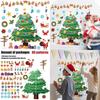 Festive Wall Christmas Decor Art Paper Cards Stickers Set With Pattern Tree