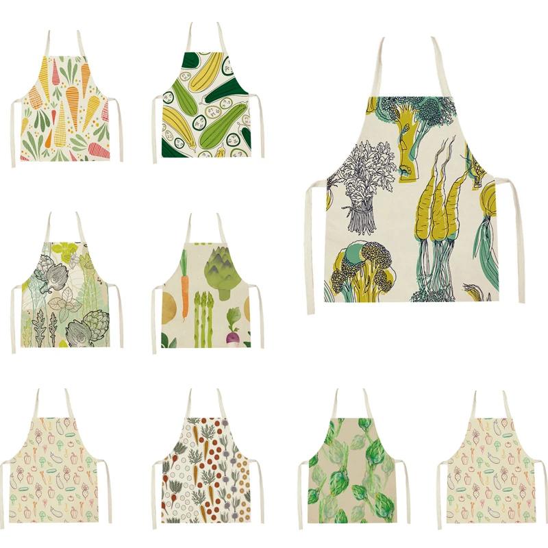 Vegetable Sleeveless Aprons Onion Carrot Printed Kitchen Apron Women Men Baking Waist Bib Home Cooking Brief Sleeveless Pinafore