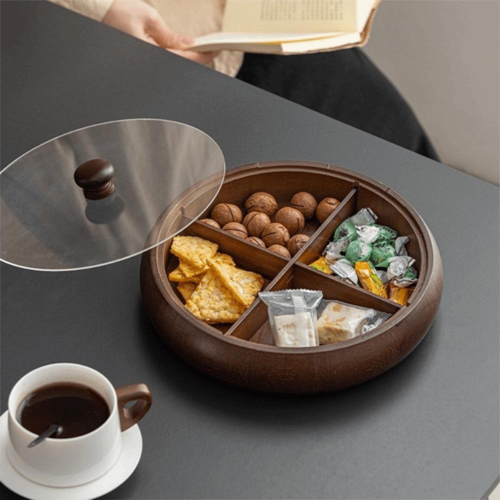 Wooden Nut Platter Round Dried Fruit Box Multi-functional Snack Serving Trays  Party Serving