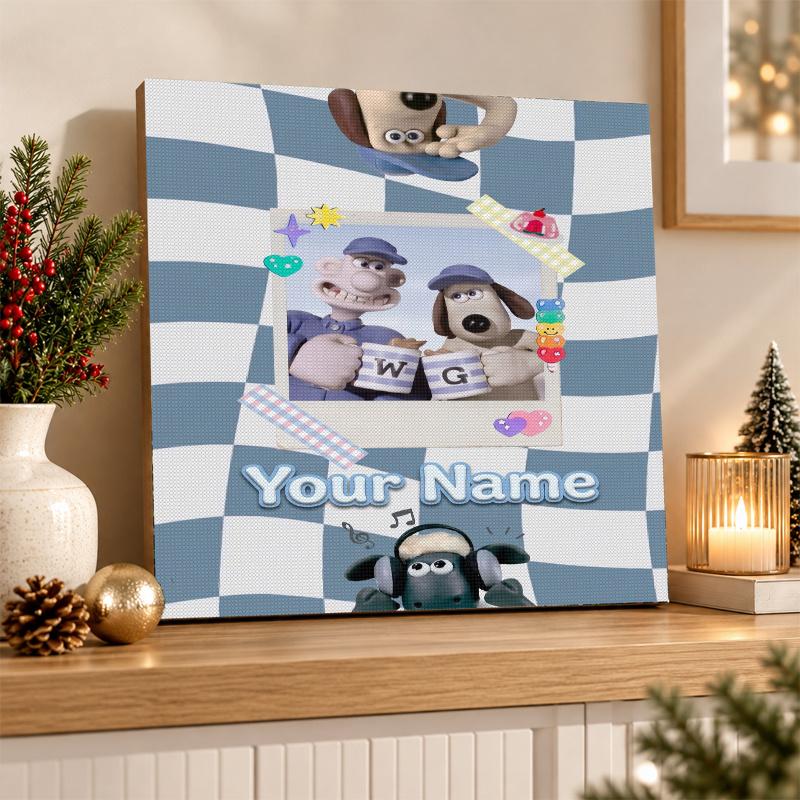 Wallace & Gromit Custom Name Text 5D Diamond Painting Kit DIY Full Drill Diamond Art Decoration