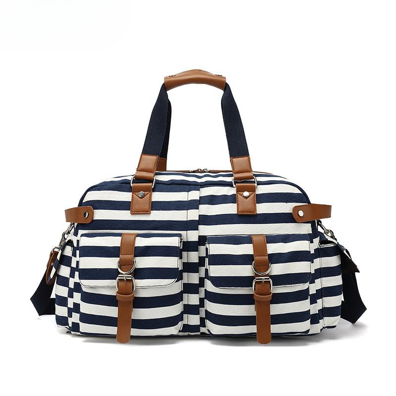 Canvas Travel Bag Men's PU Outdoor Luggage Travel Fitness Storage Bag Large Capacity Tote Bag