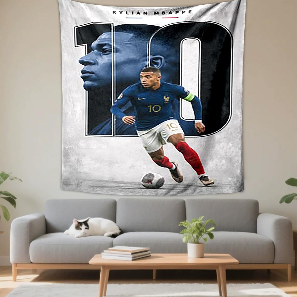 Tapestry Kylian Mbappe France Number 10 Blue Minimal Poster Wall Hanging