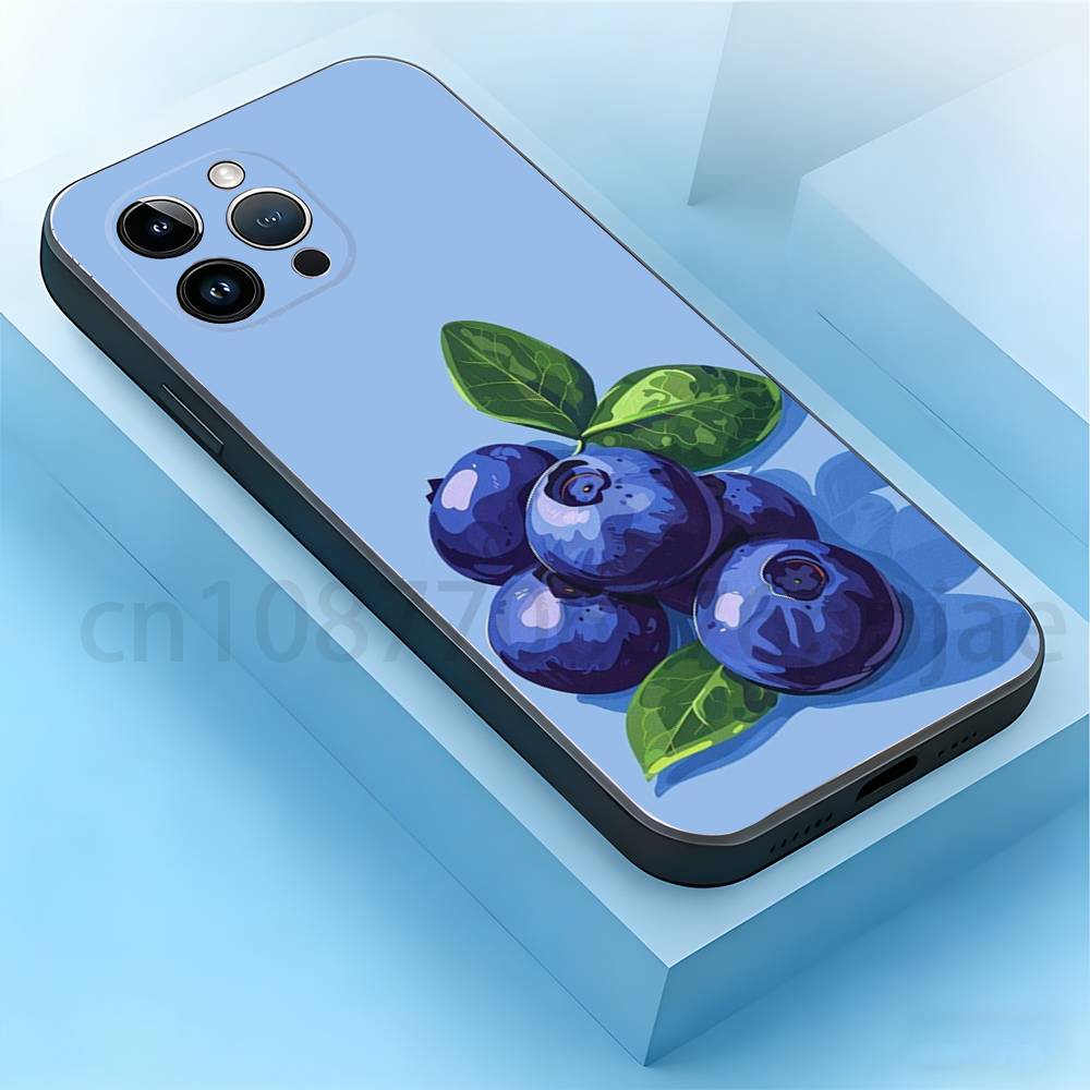 

Blueberry series Phone Case For iPhone 17,16,15,14,13,12,11,Pro,Max,Plus,Mini, Anti Fall Black Matte Soft Bumper iPhone17pro