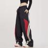 Amerikanische Harajuku Retro Jogginghose - Elastischer Bund Patchwork Hohe Taille Weites Bein