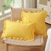 Solid Color Throw Pillows Ruffle Pillow Cover, Cotton Plaid Case with Frill Edge, 18x18 Living Room Home Accessories Inch 20x12 Decorative Cover