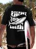 Respect The Locals Shark Print TShirt Unisex Vintage Surfing Short Sleeve Crew Neck Beach Summer Casual Tee