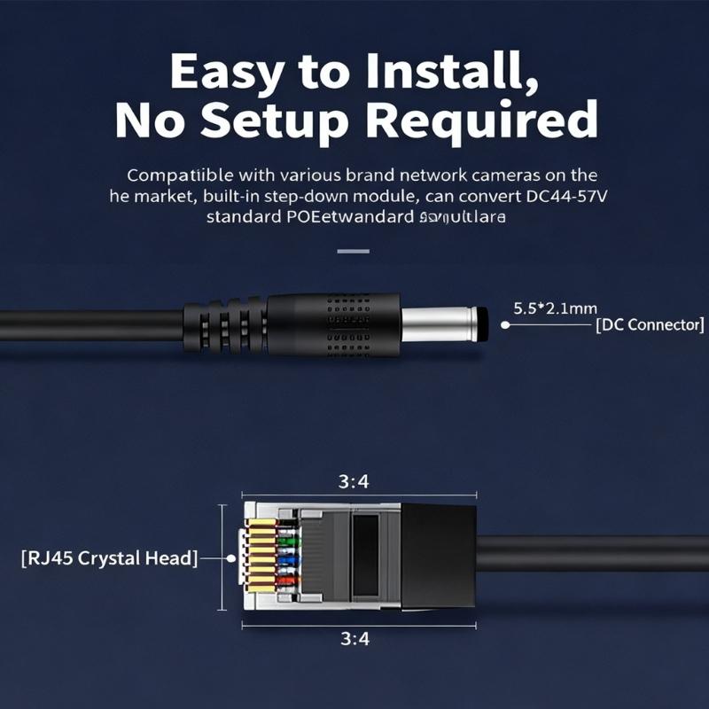Plastic POE Splitter Converts 48V to 12V  IEEE802.3af/at Standard for Surveillances Camera Systems Easy Installation