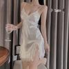 Satin Lace Sexy Nightgown: Women's Erotic Sling Nightdress for Home Wear