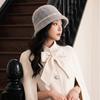 Autumn and winter temperament elegant rabbit fur bucket hat pearl sweet cute plush cold warm ear hat
