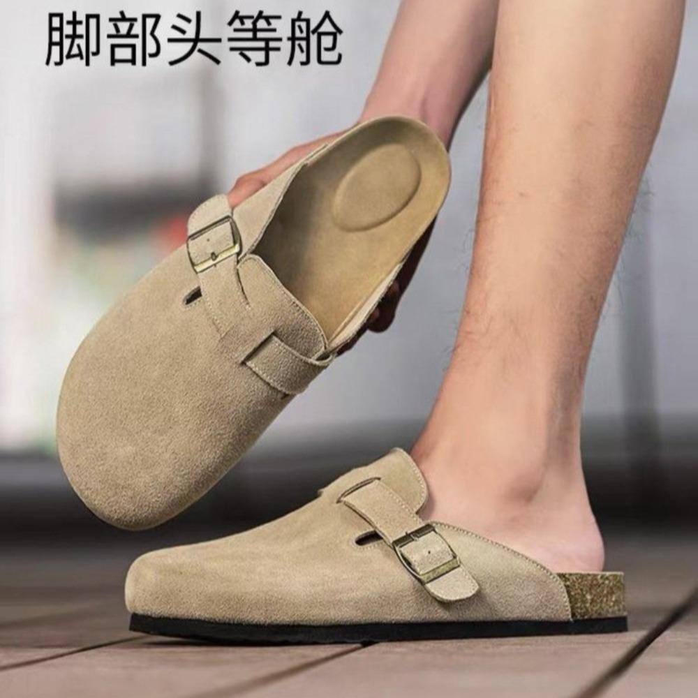 Fashion Clogs Slippers for Women Classic Suede Men Mules Cork Footbed Leather Potato Shoes with Arch Support Beach Slide