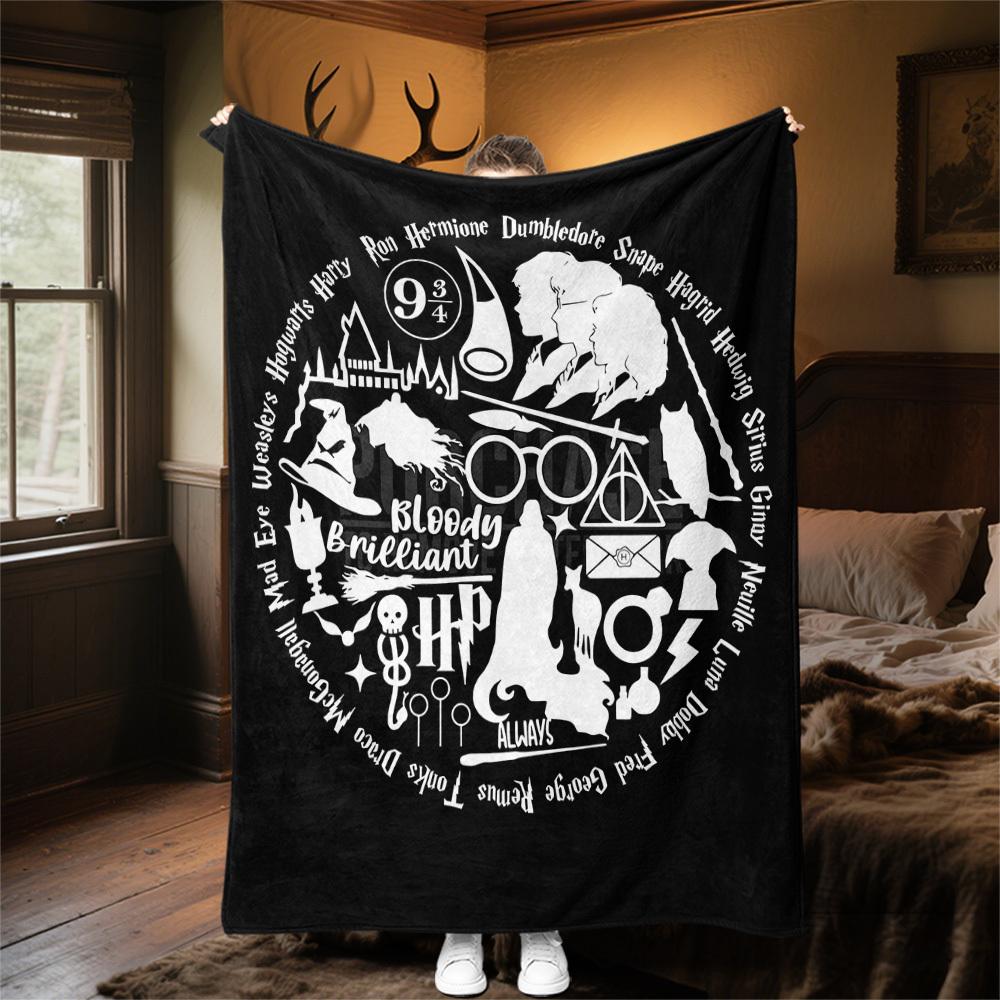 1pc Hogwarts Harry Potter Outdoor Flannel Throw Blanket All Season Soft Warmth,Home Decor 1031086