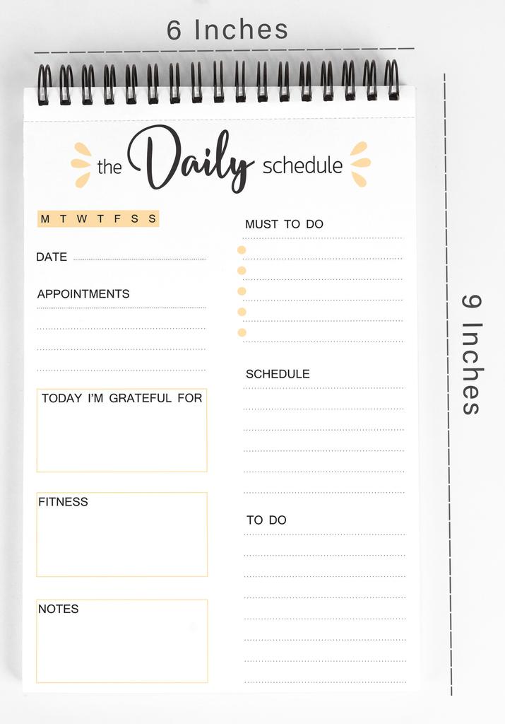 Inkdotpot To Do List Notepad – 6” X 9” Paper Stationery, Simple White Daily Schedule Planner Spiral Notepad Daily Checklist-(50 Sheets)