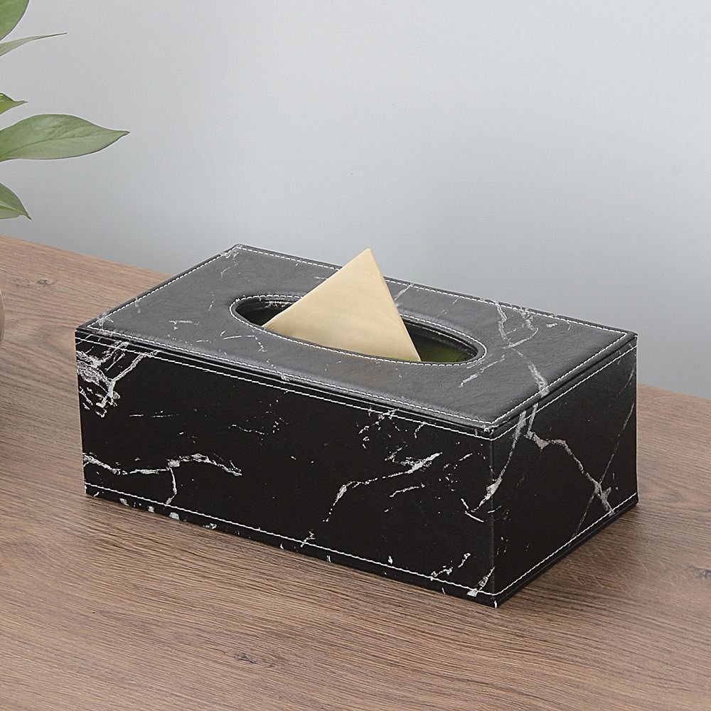 Large Capacity Marbling Leather Tissue Box Nordic Style Napkin Holder Paper Container  Restaurant