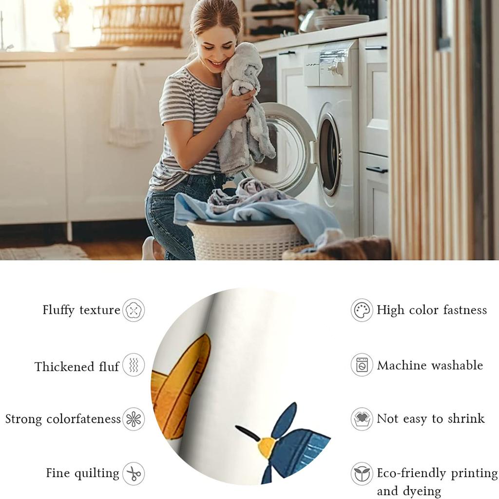 1pc Contemporary Airplane Print Flannel Throw Blanket - 100% Polyester, All Seasons, Tear Resistant, Digital Print, Knit Fabric,