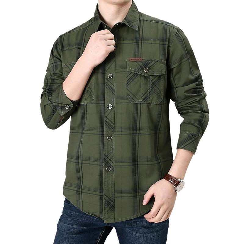 2026 Men's Plus Size Loose Plaid Cotton Short Sleeve Shirt - Casual & Lightweight