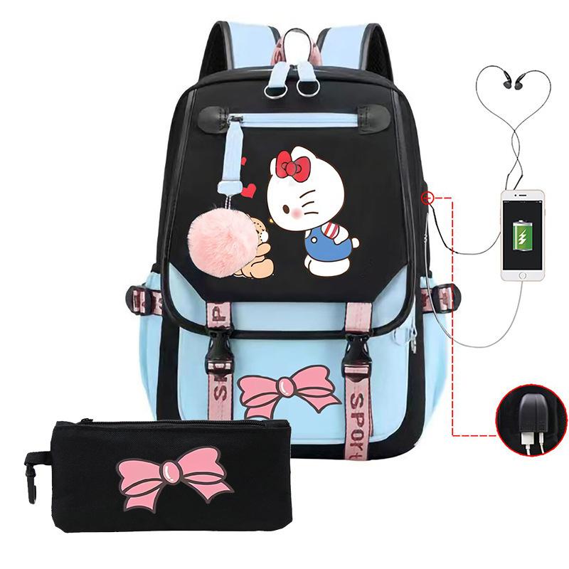 3-teiliges Schulrucksack-Set für Schüler Große Kapazität Oxford-Stoff Schultasche mit Schultergurt und Federmäppchen