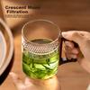 Niye Glass Tea Cup, Personal Use, Crescent Green Tea Cup for Office, with Handle, High Borosilicate Heat-Resistant, for Me