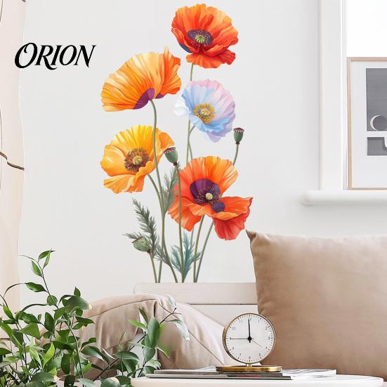 Weather Resistant Floral Window Decals 2Pcs Watercolor Flower Wall Stickers, PVC Waterproof Decals, Peel And Stick Indoor Outdoor Stickers Art Decor,