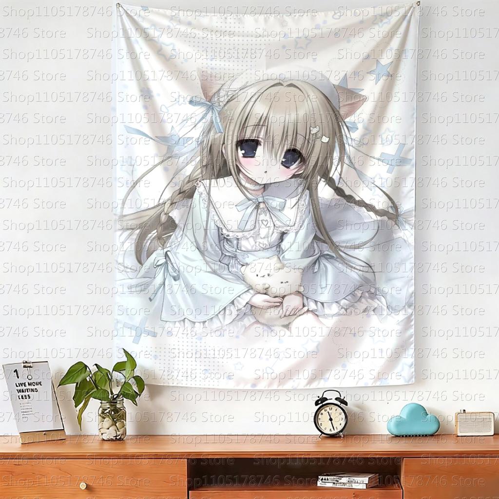 Kawaii Original Home Decor Wall Hanging Tapestry Anime Girl Tapestry Wall Bedroom Background Cute Fashion Tapestries