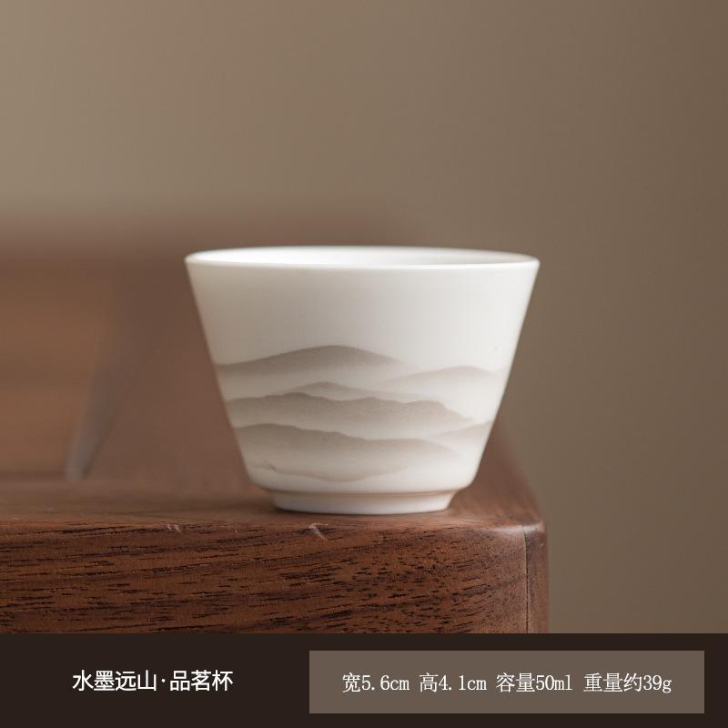 

50ml Ink Wash Distant Hills Teacup Retro Tea Bowl Water Jug Tea-tasting Smelling Cup Jianzhan Master Cups Drinkware Ornaments As Your Choose