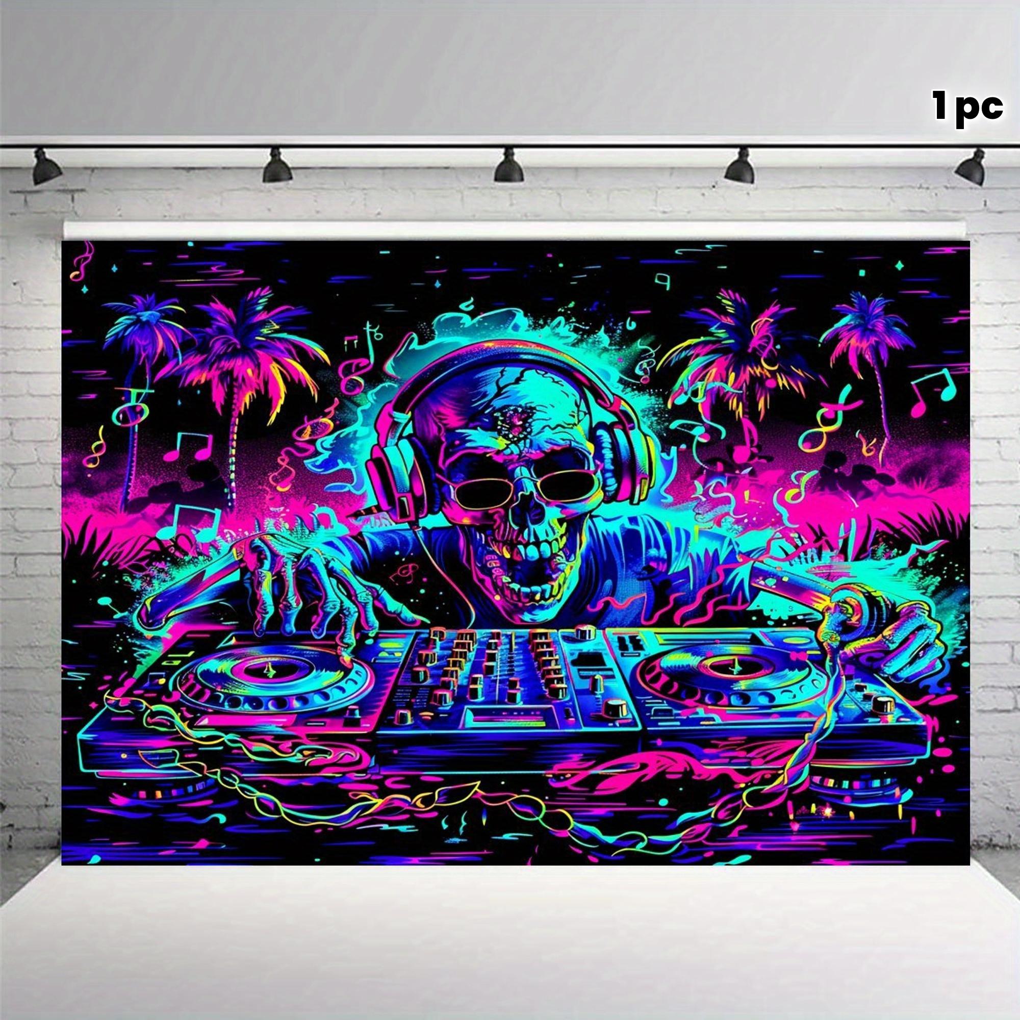 Neon Skeleton Tapestry Wall Hanging Cloth Party Trendy Cool Atmosphere Decoration Funny Decoration Home Decoration 100X70CM