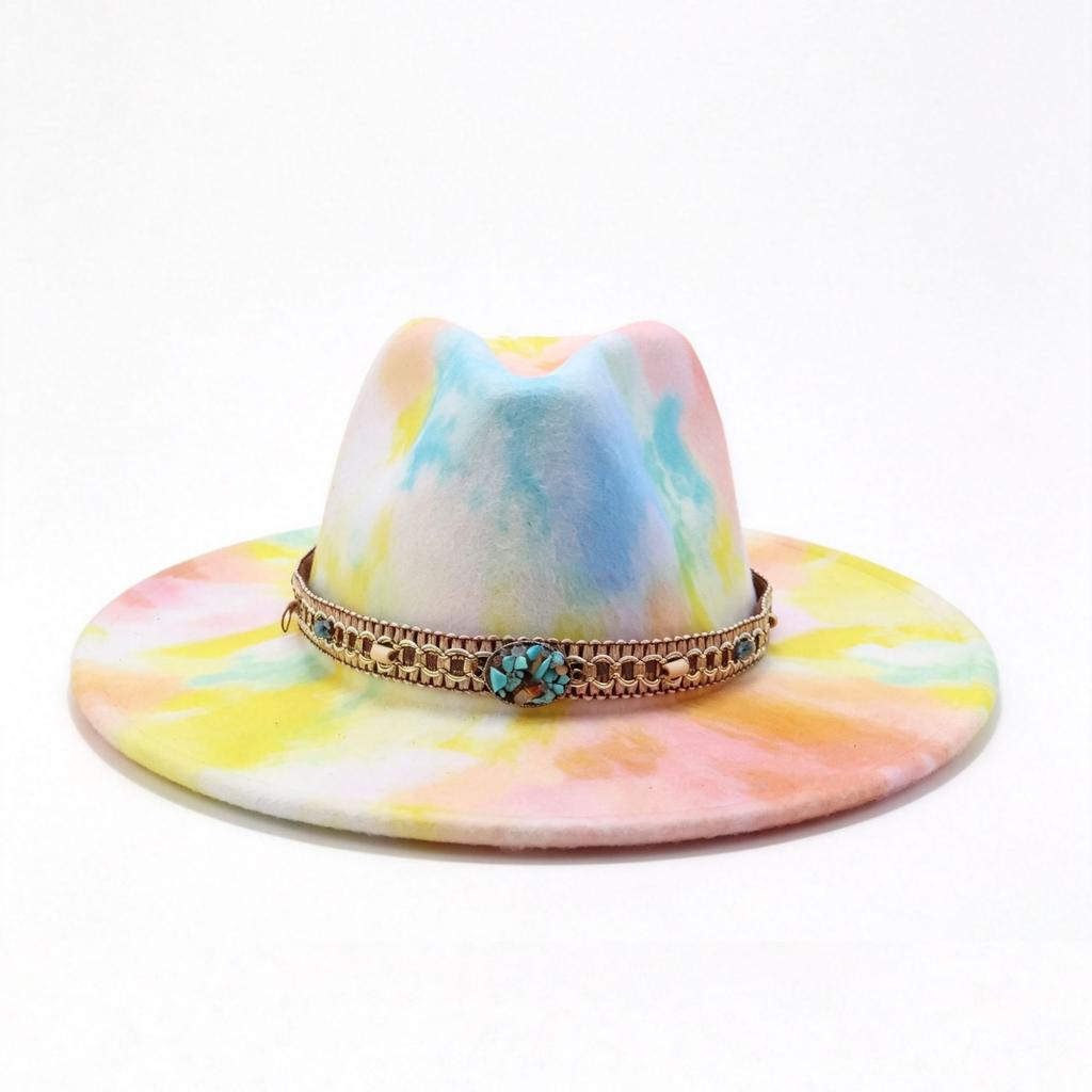 Tie-dye Western Cowboy Hat European, American and British Style Cowboy Hat Fashion Accessories Personalized Versatile Cowboy Hat New