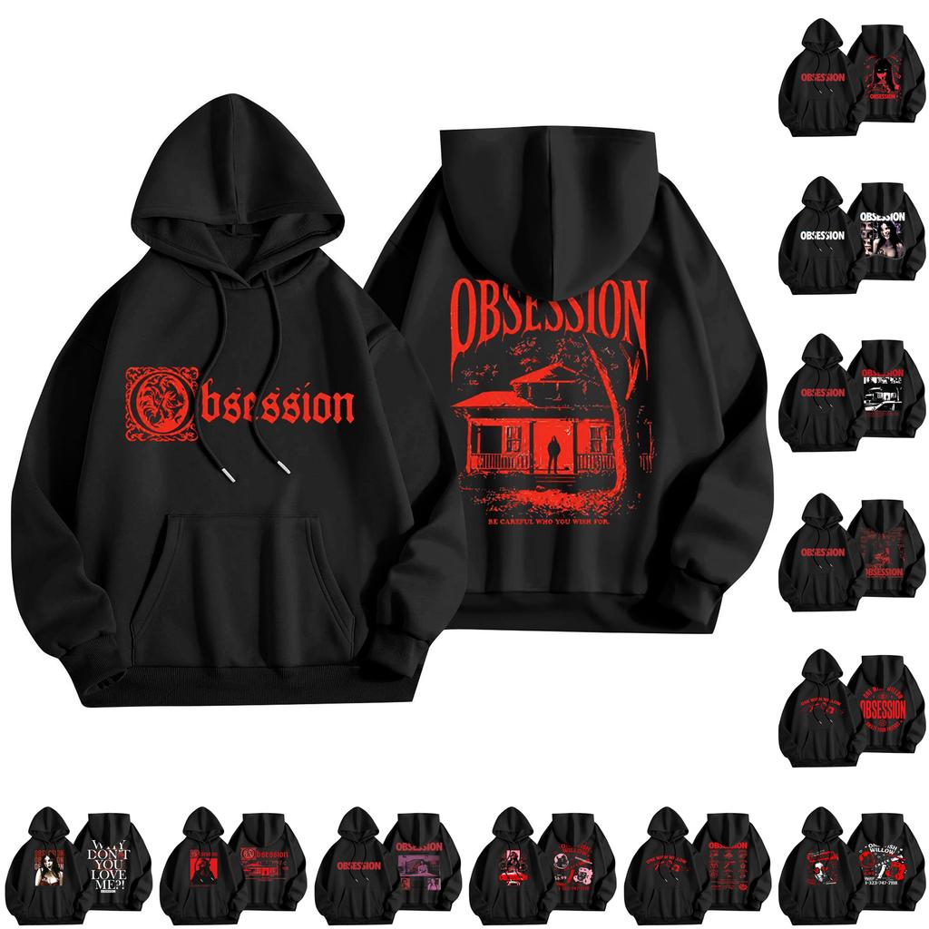 Unisex Loose Fit Long Sleeve Hoodie with Letter Print for Casual Wear