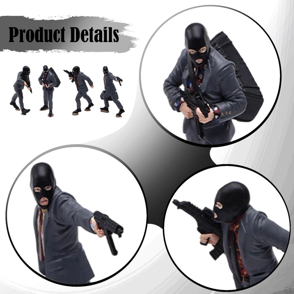 4Pcs 1:64 People Figures Tiny Models Collection Decors DIY Desktop Ornaments Diorama Display