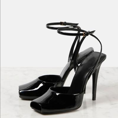 Summer Women High Heeled Peep Toe Shoes Sexy Ladies Ankle Buckle Patent Leather 10.5CM Thin Heels Pumps Woman's Party Sandals