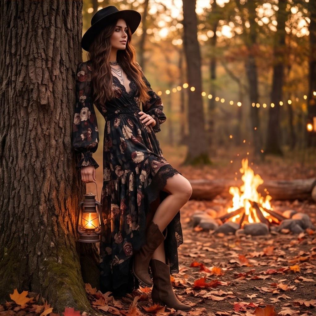 Women's Vintage Rose Print Wrap Dress with Ruched Waist and Lace Trim for Casual Wear