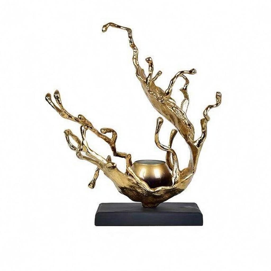 Sculptural Aluminum Candle Holder Versatile for Living Room