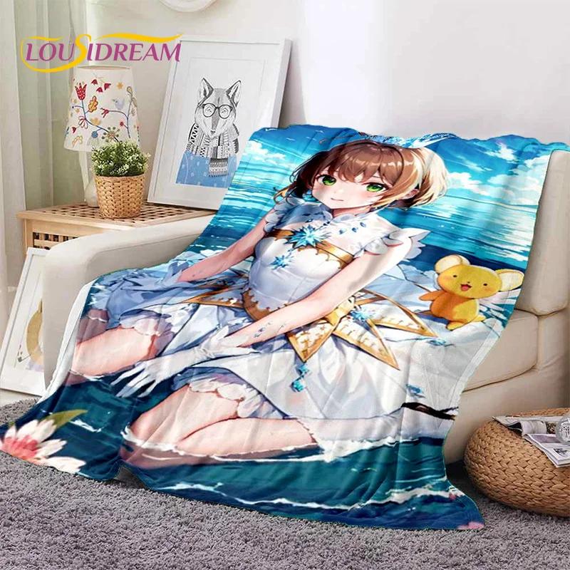 Cartoon Cute Sakura Card Captor Girl Soft Blankets,Keep Warm Throw Blanket Comfortable Blanket for Picnic Beds Sofa Home Bedroom
