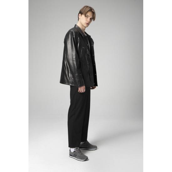 Mens Coat Comfortable Cut Vegetal Genuine Leather Men's Coat