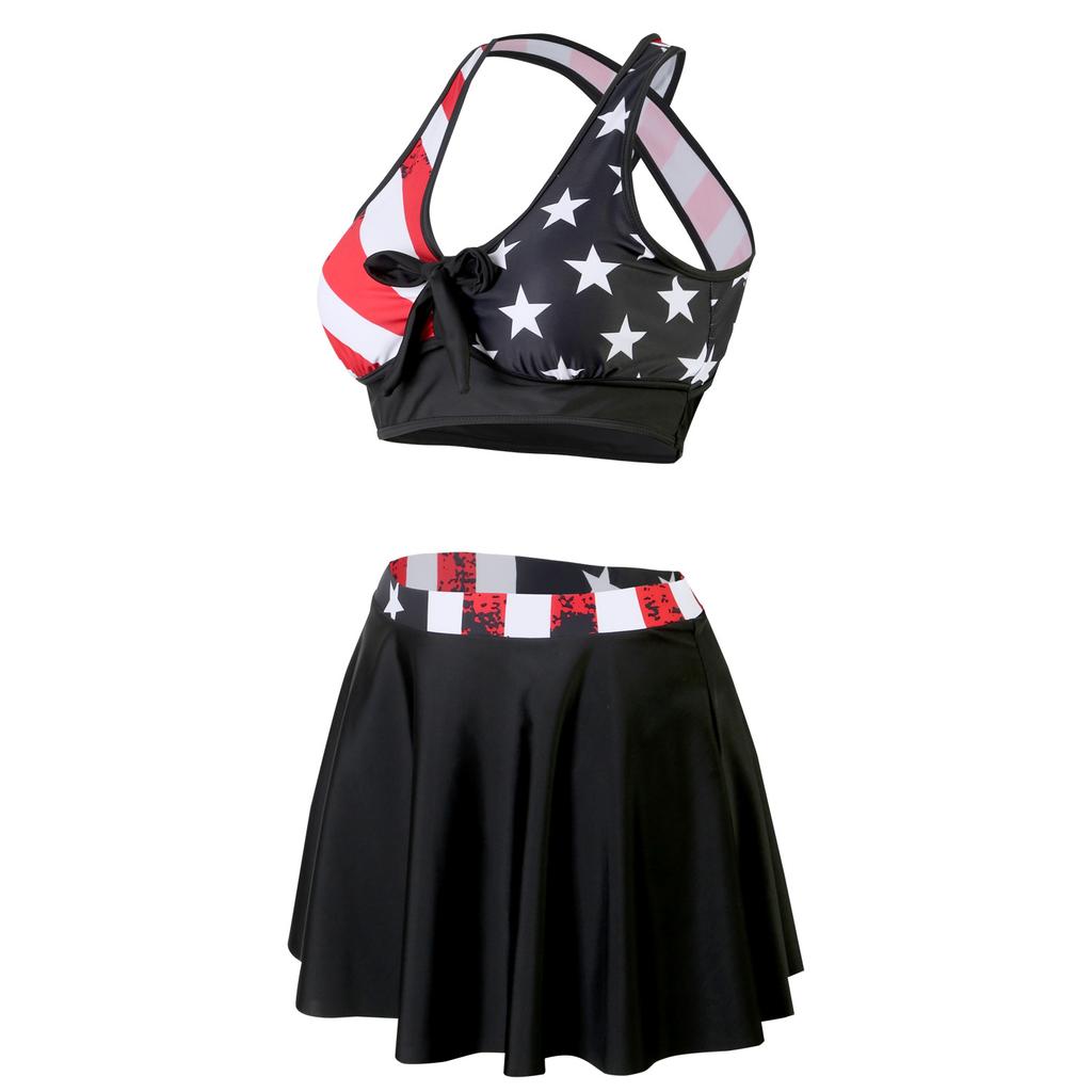 Costume da bagno europeo e americano Costume da bagno spezzato Abito conservativo da donna Set bikini Costume da bagno a tinta unita