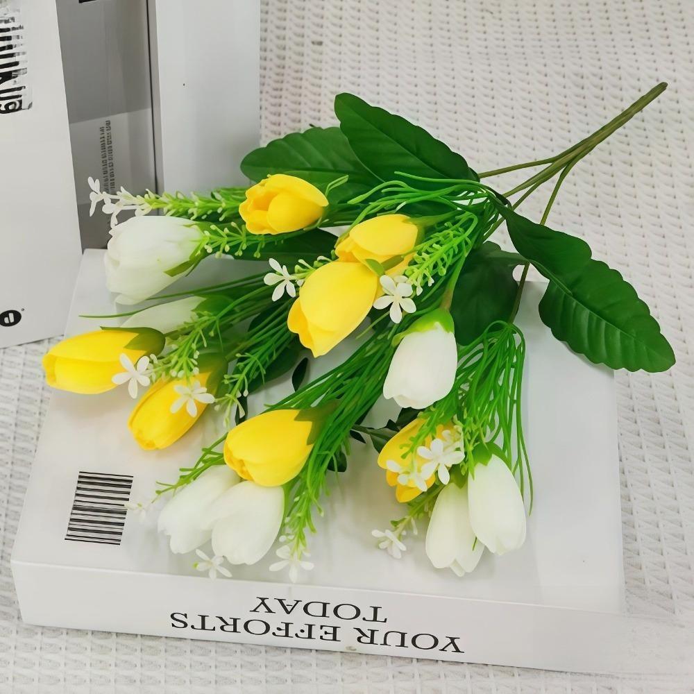 

New Long Stem Artificial Tulip Bouquet Authentic Touch DIY Artificial Flowers Decorative Fake Flower Wedding Decoration жовтий