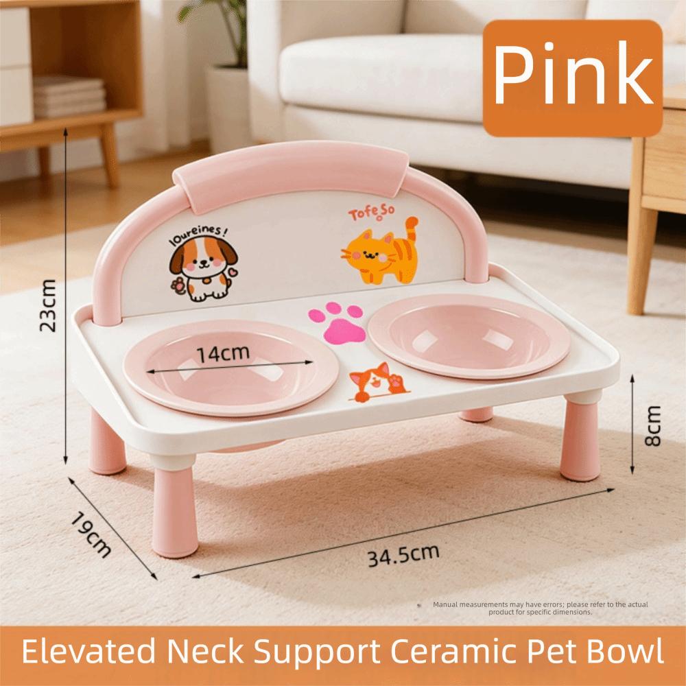 New Double Bowl Cat Feeder High-legged Easy Clean Pet Bowl Dog Bowl Pet Supplies