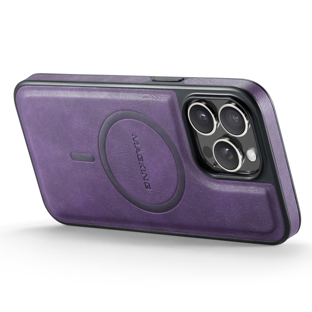 Seria MAGKING K1 Dla iPhone 14 Pro Magnetyczne Etui PC+TPU+Skóra PU Wstrząsoodporne Etui na Telefon