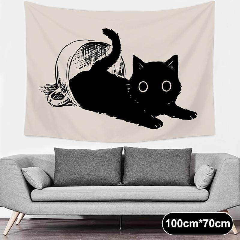 

Literary Ins Style Cat Decorative Tapestry Bedroom Bedside Wall Cloth Tapestry Background Cloth Dormitory Tapestry Decor A3