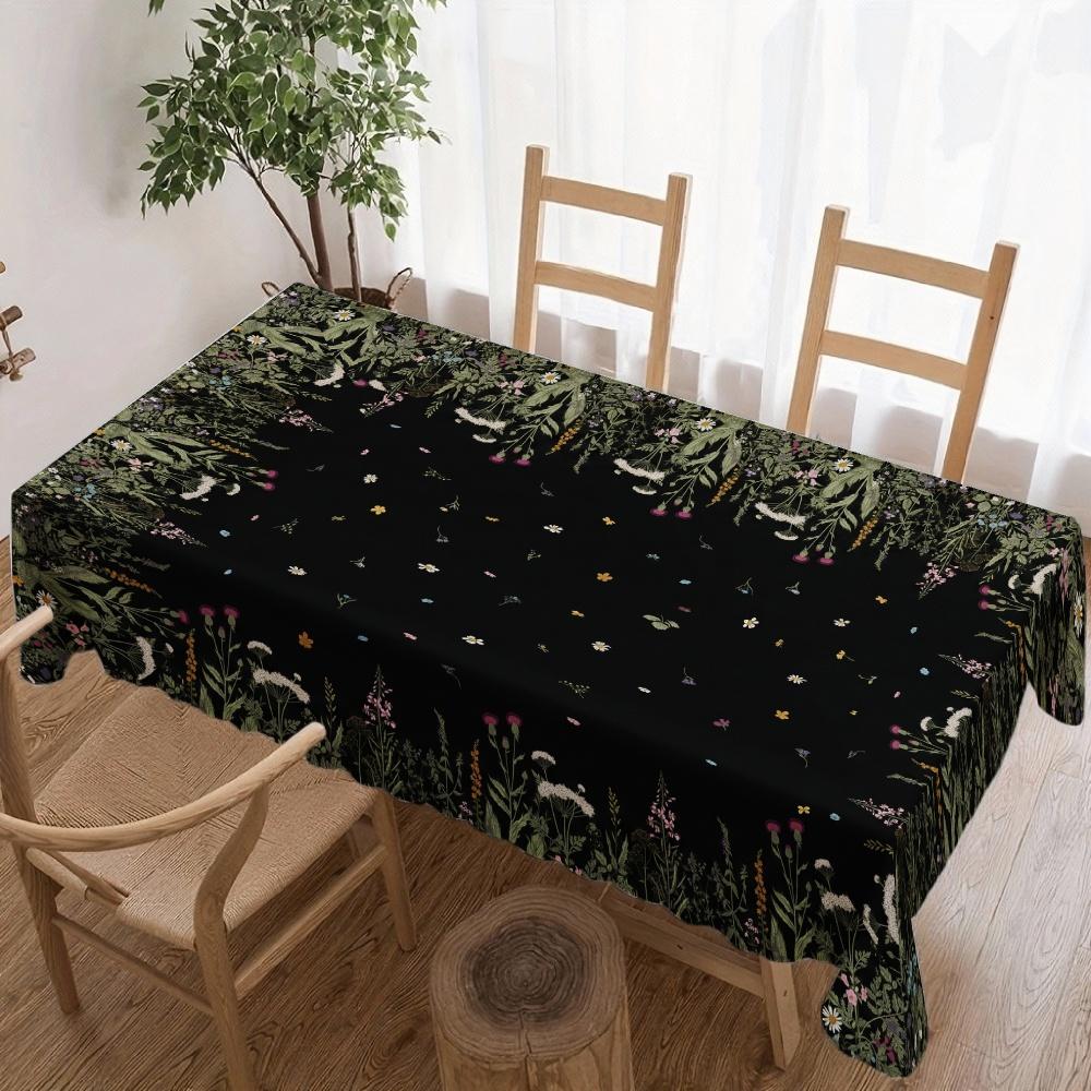 Retro Floral Pattern Rectangle Table Cloth for Table Decor Kitchen Dining Waterproof Reusable Tablecloth for Table Dining Room