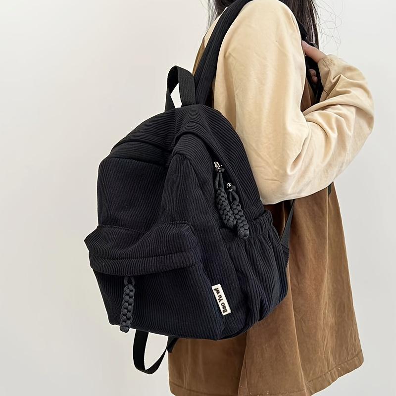 Corduroy Small Backpack  Casual Travel Backpack  Simple Fashion Backpack