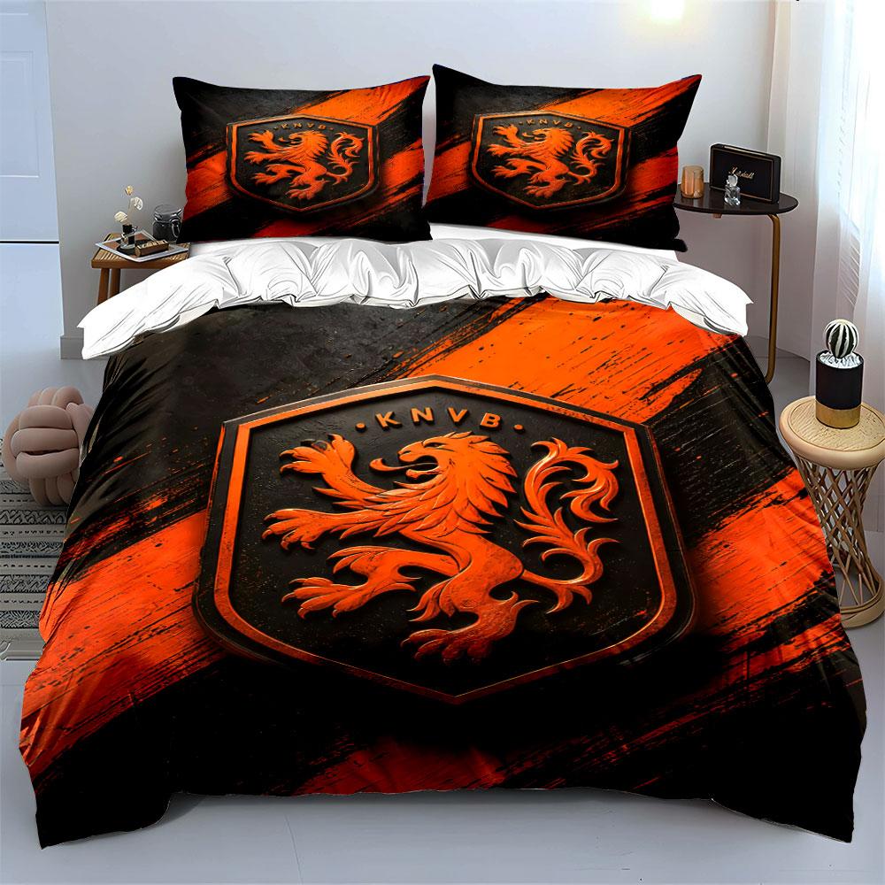 """Orange Löwen-Schild\" Bettwäsche-Set Bettwäsche Bettbezug-Set Bettbezug Kissenbezüge""" (1 * Bettbezug 2 * Kissenbezüge, ohne Bettdecke)