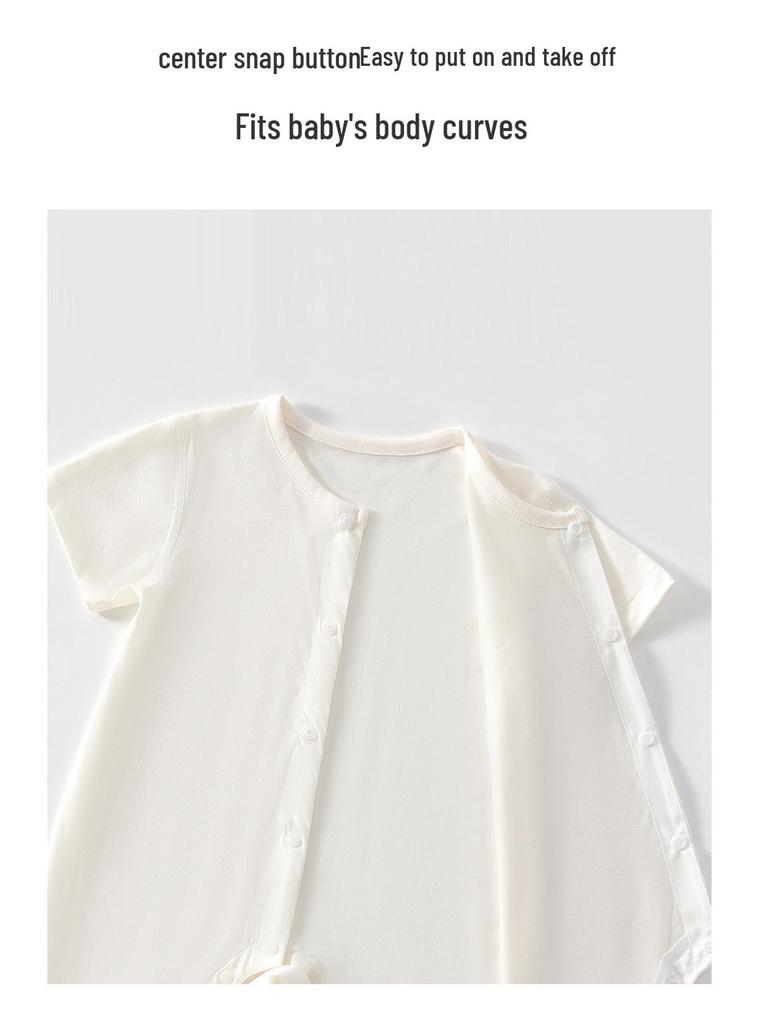 Baby Lyocell Short-Sleeve Bodysuit: Tagless Home Wear & First Birthday Jumpsuit