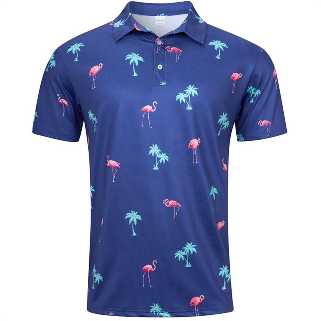 Hawaiian Flower Plants 3D Print Polo Shirts For Men Clothes Harajuku Short Sleeve Cool Button Lapel Tee Shirt Women Clothes