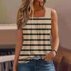 Women's Pleated Square Collar Sleeveless Vest Print T-shirt