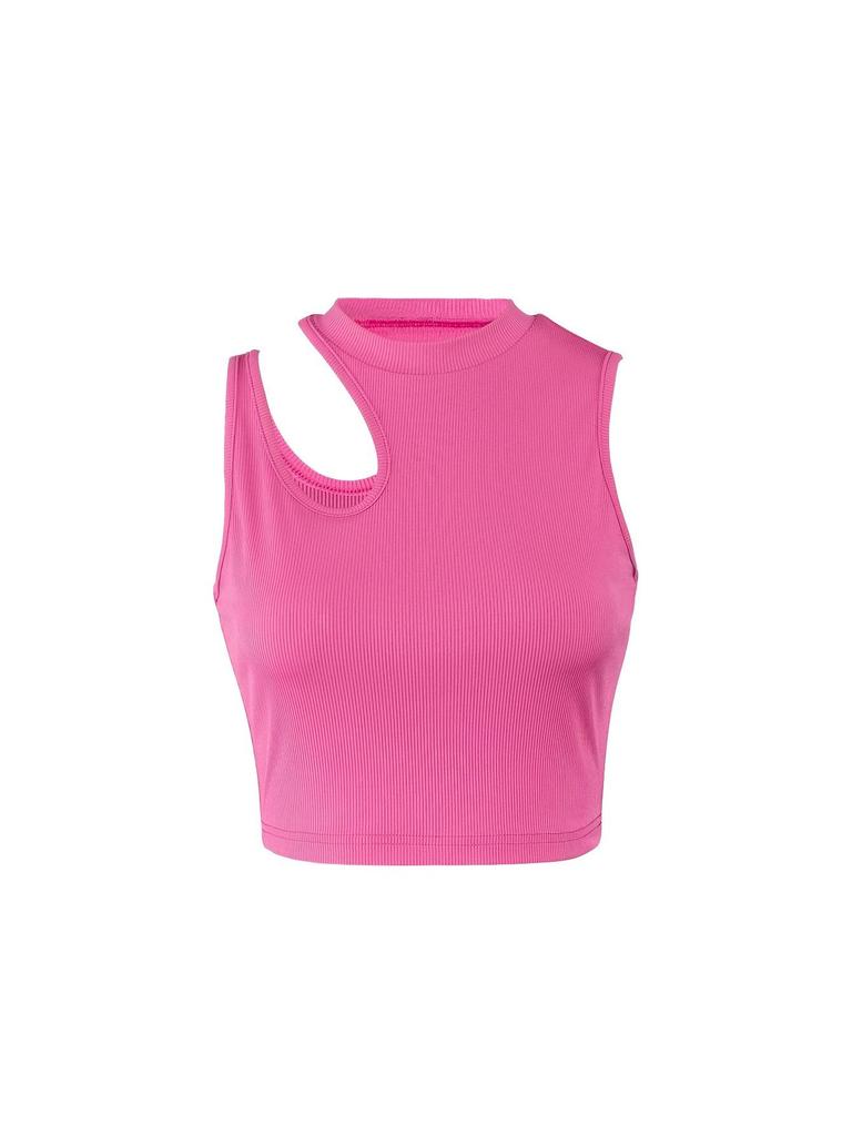 2025 Summer Women's Ribbed Hollow Sleeveless Crop Top