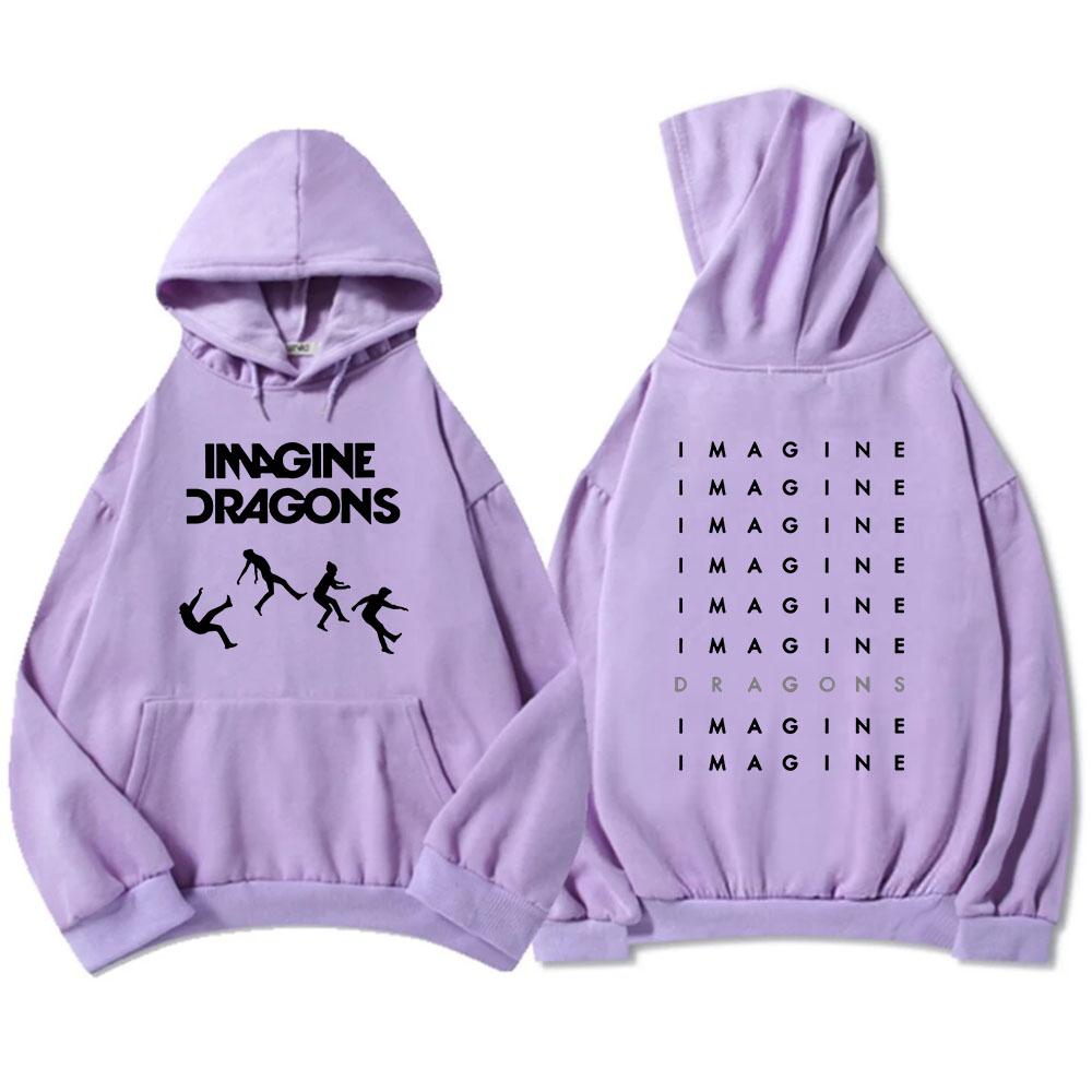 

Уличная одежда унисекс Loom Tour 2025 Imagine Dragons зимние толстовки с длинным рукавом с капюшоном и карманами XS фиолетовый