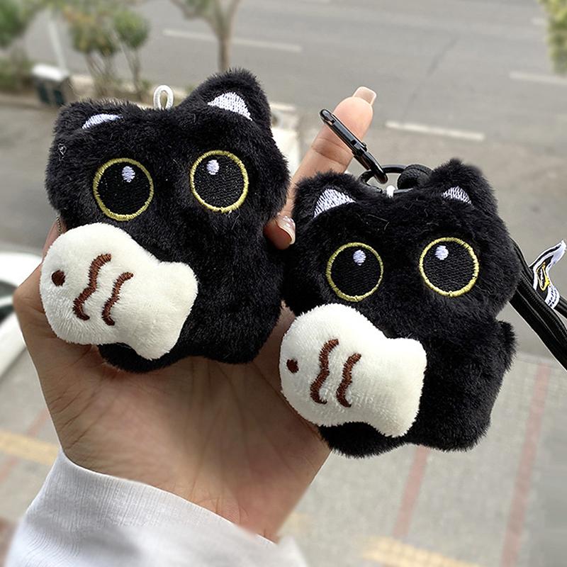Cute Plush Big Eyed Black Cat Doll Pendant Girl Backpack Doll Pendants Couple Bag Keychain Phone Charms Bag Pendant Accessories