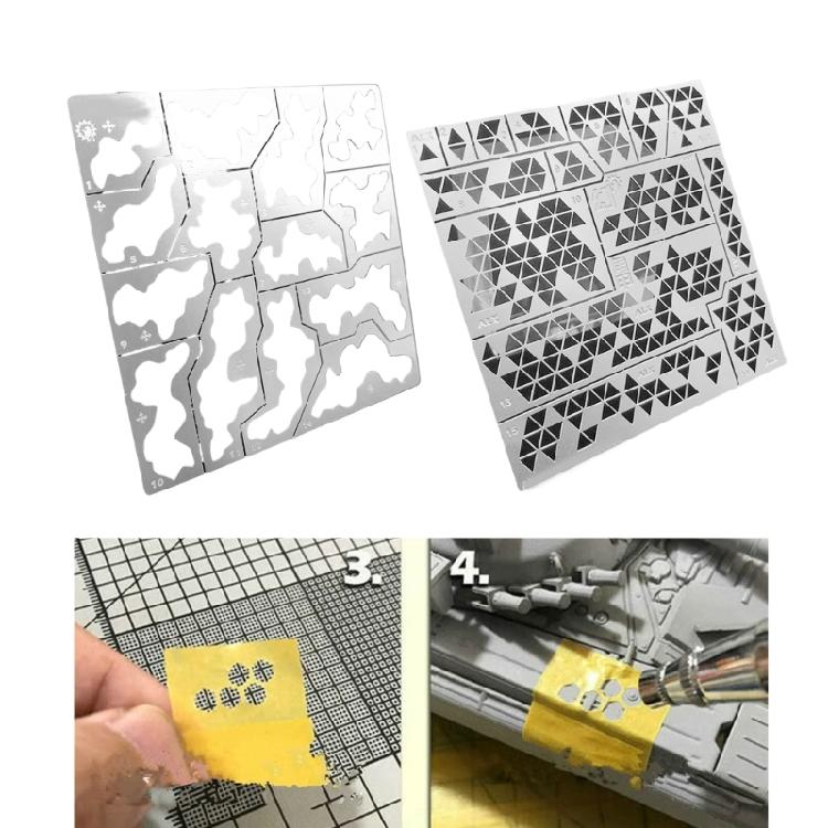 Opakovaně použitelná nerezová šablona Camouflage Sprays Deska Pro Přesné Modelování Detailů A Umělecké Tvorby