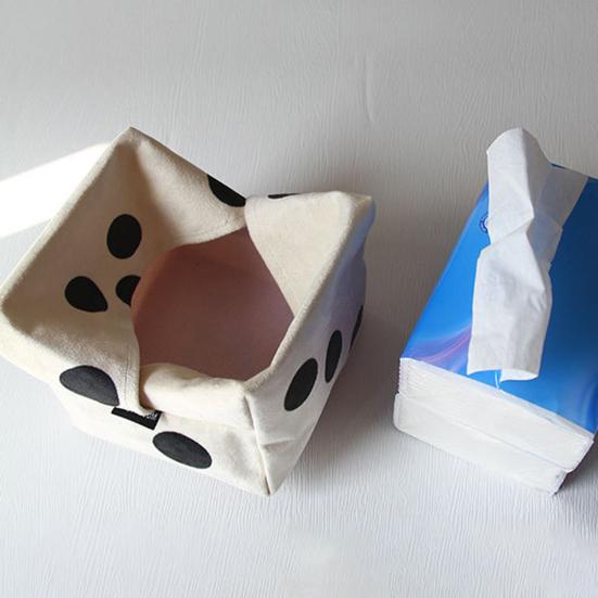 Napkin Holder Soft Texture Wide Application Fabric Cube Dice Shape Storage Case Household Supplies